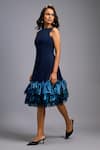 Shop_Deepika Arora_Navy Roma Ruffles Boat Neck Sleeveless Midi Dress _at_Aza_Fashions