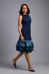 Deepika Arora_Navy Roma Ruffles Boat Neck Sleeveless Midi Dress _Online_at_Aza_Fashions