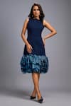 Buy_Deepika Arora_Navy Roma Ruffles Boat Neck Sleeveless Midi Dress _at_Aza_Fashions