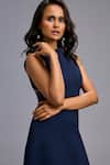Buy_Deepika Arora_Navy Roma Ruffles Boat Neck Sleeveless Midi Dress _Online_at_Aza_Fashions
