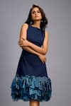 Deepika Arora_Navy Roma Ruffles Boat Neck Sleeveless Midi Dress _at_Aza_Fashions