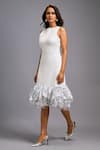 Buy_Deepika Arora_White Roma Sequins, Ruffles Round Neck Sleeveless Midi Dress _Online_at_Aza_Fashions