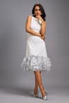 Shop_Deepika Arora_White Roma Sequins, Ruffles Round Neck Sleeveless Midi Dress _Online_at_Aza_Fashions