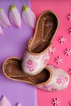 Buy_Hello JR_Pink Rosa Glittery Floral Motif Juttis _at_Aza_Fashions