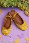 Shop_Hello JR_Yellow Zinnia Textured Pattern Mules _at_Aza_Fashions