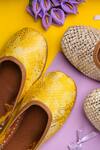Buy_Hello JR_Yellow Zinnia Textured Pattern Mules _Online_at_Aza_Fashions