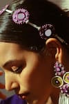 NAKHREWAALI_Purple Mirrors, Beads, Embroidery Tajdaar Headband _Online_at_Aza_Fashions