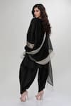 Shop_Ranian_Black Silk Embroidery, Zari Round Neck Dogri Kurta And Dhoti Salwar Set  _at_Aza_Fashions
