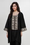 Buy_Ranian_Black Silk Embroidery, Zari Round Neck Dogri Kurta And Dhoti Salwar Set  _Online_at_Aza_Fashions