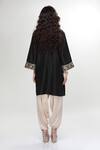 Shop_Ranian_Black Silk, Organza Embroidery Round Neck Dogri Kurta And Dhoti Salwar Set _at_Aza_Fashions