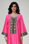 Buy_Ranian_Pink Silk Embroidery, Zari Round Neck Dogri Kurta And Dhoti Salwar Set _Online_at_Aza_Fashions