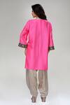 Shop_Ranian_Pink Silk, Organza Embroidery, Zari Square Rani Dogri Kurta And Dhoti Salwar Set _at_Aza_Fashions