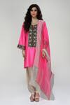Buy_Ranian_Pink Silk, Organza Embroidery, Zari Square Rani Dogri Kurta And Dhoti Salwar Set _at_Aza_Fashions