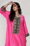 Buy_Ranian_Pink Silk Embroidery, Sequins Square Neck Dogri Kurta And Dhoti Salwar Set _Online_at_Aza_Fashions