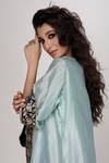 Shop_Ranian_Sky Blue Silk, Organza Embroidery Round Neck Dogri Kurta And Dhoti Salwar Set _Online_at_Aza_Fashions