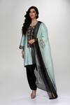 Buy_Ranian_Sky Blue Silk, Organza Embroidery Round Neck Dogri Kurta And Dhoti Salwar Set _at_Aza_Fashions