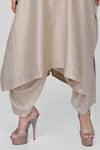 Buy_Ranian_Beige Silk Embroidery, Sequins V-neck Wrinkled Kaftan With Dhoti Salwar _Online_at_Aza_Fashions