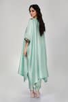 Shop_Ranian_Aqua Silk Sequins V-neck Wrinkled Kaftan And Dhoti Salwar Set _at_Aza_Fashions