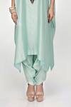 Buy_Ranian_Aqua Silk Sequins V-neck Wrinkled Kaftan And Dhoti Salwar Set _Online_at_Aza_Fashions