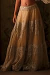 Shehlaa Khan_Mustard Tissue, Tulle Embroidery, Zari, Sequins Sweetheart Neck Lehenga Set _Online_at_Aza_Fashions