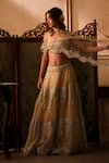Buy_Shehlaa Khan_Mustard Tissue, Tulle Embroidery, Zari, Sequins Sweetheart Neck Lehenga Set _at_Aza_Fashions