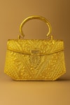Buy_Tasna_Gold Embroidery Handcrafted Brass Engraved Clutch Bag _at_Aza_Fashions