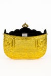 Buy_Tasna_Gold Embroidery Handcrafted Engraved Brass Clutch Bag _Online_at_Aza_Fashions