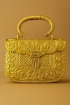 Buy_Tasna_Gold Embroidery Handcrafted Engraved Brass Clutch Bag _at_Aza_Fashions