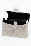 Buy_Tasna_Silver Handcrafted Floral And Geometric Engraved Clutch _Online_at_Aza_Fashions
