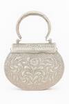 Shop_Tasna_Silver Handcrafted Engraved Brass Clutch _at_Aza_Fashions