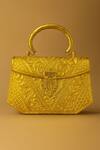 Buy Tasna Gold Embroidery Handcrafted Brass Engraved Clutch at Aza Fashions Buy_Tasna_Gold Embroidery Handcrafted Brass Engraved Clutch _at_Aza_Fashions
