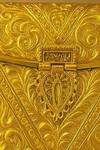 Tasna Gold Embroidery Handcrafted Brass Engraved Clutch at Aza Fashions Tasna_Gold Embroidery Handcrafted Brass Engraved Clutch _at_Aza_Fashions