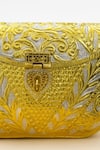 Tasna_Gold Brass Engraved Clutch _at_Aza_Fashions