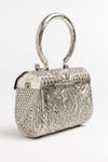 Buy_Tasna_Silver Stones, Embroidery Hand-carved Kundan And Meenakari Brass Clutch _Online_at_Aza_Fashions