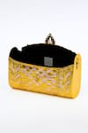 Tasna_Gold Stones, Metallic Thread, Hand-carved Kundan And Meenakari Brass Clutch _Online_at_Aza_Fashions