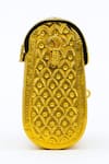 Shop_Tasna_Gold Stones, Metallic Thread, Hand-carved Kundan And Meenakari Brass Clutch _Online_at_Aza_Fashions