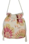 Buy_The Purple Sack_Off White Beads, Sequins, Tassels Floral And Embroidered Potli Bag 
