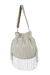 Buy_The Purple Sack_White Beads, Tassels Beaded Fringe Drawstring Potli Bag _Online_at_Aza_Fashions