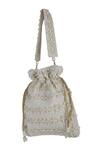 The Purple Sack_Off White Beads, Pearls Beaded And Embroidered Potli Bag _Online_at_Aza_Fashions