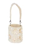 The Purple Sack_Off White Beads, Sequins, Fabric Flowers Pearl And Embellished Floral Potli Bag _Online_at_Aza_Fashions