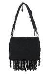 Shop_The Purple Sack_Black Beads, Tassels Beaded Fringe Potli Bag _at_Aza_Fashions