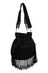 The Purple Sack_Black Beads, Tassels Beaded Fringe Drawstring Potli Bag _Online_at_Aza_Fashions