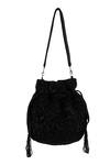 Shop_The Purple Sack_Black Beads, Tassels Beaded Embroidered Potli Bag _at_Aza_Fashions