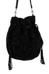 The Purple Sack_Black Beads, Tassels Beaded Embroidered Potli Bag _at_Aza_Fashions