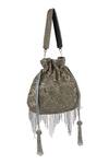 Buy_The Purple Sack_Silver Beads, Tassels Beaded Scallop Pattern Potli Bag _Online_at_Aza_Fashions