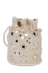 Shop_The Purple Sack_Beige Mirrors, Embroidery Work And Bead Embellished Potli Bag _at_Aza_Fashions