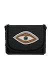 Shop_The Purple Sack_Black Beads Evil Eye Clutch And Sling Bag _Online_at_Aza_Fashions