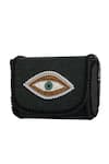 The Purple Sack_Black Beads Evil Eye Clutch And Sling Bag _at_Aza_Fashions