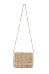The Purple Sack_Beige Beads, Sequins Beaded Lattice Pattern Clutch  _Online_at_Aza_Fashions