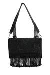 The Purple Sack_Black Beads, Fringe, Embroidery Beaded Hand Bag _at_Aza_Fashions